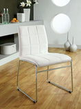 ZUN White Color Leatherette 2pcs Dining Chairs Chrome Metal Legs Dining Room Side Chairs B011136660