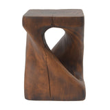 MGO Twist Shape Side Table, Wood-like texture, 	antique brown Color N770P212233A