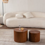 ZUN Round Wood Coffee Table for Living Room for Small Space Apartment and No Need Assembly W3081P255021