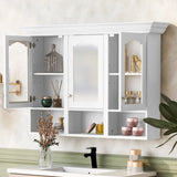 47" Wall Mounted Bathroom Cabinet with Mirror, Cabinet with 3 Adjustable Shelves and 3 Open N710P264268K