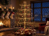 6ft Gold Iron Christmas Tree with Snowflake Top, PVC Everyday Decor Tree 72612651