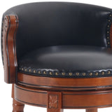 Seat height 29.5'' Cow top Leather Wooden Bar Stools, 360 Degree Swivel Bar Height Chair with Backs W2195P268321