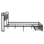 ZUN FULL Size Metal Platform Bed Frame with upholstery storage function Headboard and USB LINER and W2297P218177