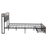 Queen Size Metal Platform Bed Frame with upholstery storage function Headboard and USB LINER and W311133402