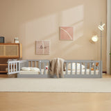 Fence Bed With Door With Board Grey Painted Pine Full Children's Bed 13643984