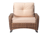 Rattan rocking chair with sparse backrest, brown rattan, beige cushion 01872444