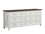 Farmhouse 6 Drawers Dresser for Bedroom, Wood Rustic Wide Chest of Drawers, Storage Dressers W2393P195491