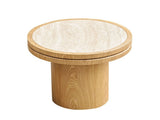 19.49 inch Round MDF Side Table Sintered Stone Tabletop for Living Room Bedroom Natural W876P460753