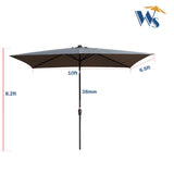 ZUN 10 x 6.5t Rectangular Patio Solar LED Lighted Outdoor Umbrellas with Crank and Push Button Tilt for 27276742