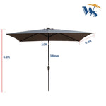 ZUN 10 x 6.5t Rectangular Patio Solar LED Lighted Outdoor Umbrellas with Crank and Push Button Tilt for W65638624