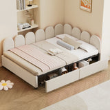 Full Size Upholstered Daybed with 2 Drawers, Velvet Sofabed with Soft Fabric Headboard, No N733P194901A