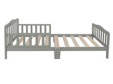 Wooden Baby Toddler Bed Children Bedroom Furniture with Safety Guardrails Gray 65296253