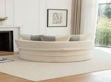 Oversized Round Accent Barrel Chair with 5 Pillows Soft Chenille Upholstered Armchair Lazy Lounge W1170P283146