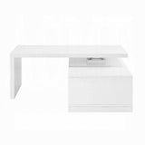 ZUN White and Black High Gloss Coffee Table with Swivel Top B062P209063