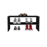 ZUN Shoe Rack 13.7" H, with 2 Shelves, Black B097P250841