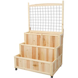 3-Tiers Raised Garden Bed with Trellis, 53" H Vertical Planter Box with Wheels & Back Storage Area, W465P189518