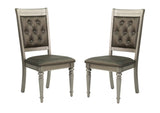 Luxury Silver Accent Tufted Upholstered Chairs Set of 2 Dining Side Chairs HSESF00F1705