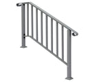 Silver Outdoor 3-Step Iron Handrail 22095406