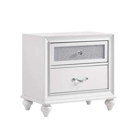 ZUN 2 Drawers Nightstand with Acrylic Crystal Accents, White B016P255554