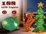 4FT Dog Climbing Tree with 188 Warm White Lights, Fabric-Covered Christmas Decor, US Plug 40556040