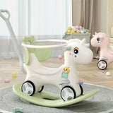 ZUN Rocking Horse Toddlers, Balance Bike Ride On Toys with Push Handle,Backrest and Balance Board W509125828