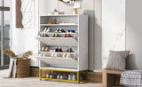 ZUN U-Can Shoe Cabinet with 2 Flip Drawers, and 2 Shelves, Modern Free Standing Shoe Rack for Heels, WF531404AAK