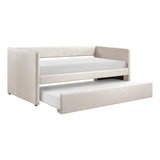 1pc Daybed with Trundle Beige Fabric Upholstery Wooden Frame Modern Home Furniture B011P256686
