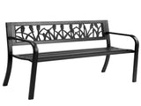 49in PVC Tulip Backrest Iron Bench Black 20295532