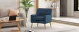 Mid-Century Modern Armchair - Tufted Fabric Accent Chair with Solid Wood Legs for Living Room, N767P257565E