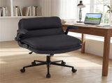 Criss Cross Chair with Flip-Up Arms, Faux Leather Cross Legged Office Chair with Adjustable Height & 78183198