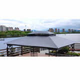 13x10 Ft Patio Double Roof Gazebo Replacement Canopy Top Fabric, Gray W41941992