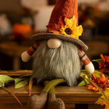 2PCS Set Christmas Gnome Decorations 5.5x3.5x20.5" Fabric Sitting Gnomes with Orange Hat & Maple 99880685