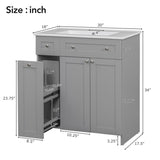 ZUN 30-Inch Grey Bathroom Vanity with Ceramic Sink Combo, Abundant Storage Cabinet - 2 Soft-close Doors WF532032AAE