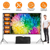 120" Portable Projector Screen with Stand, Foldable & Anti-Crease, HD 4K Movie Screen for 23231716