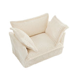 Slip-covered Armchair with 1 Big Back Cushion and 2 Big Toss Pillows, Single Deep Seat Comfy Single W3041P240119