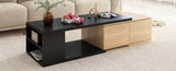 ZUN 47.2''-57''W Coffee Table with 2 Storage Drawers, Dual-tone Wood Center Table with 58937156