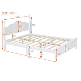 Queen Size Wood Platform Bed Frame,Retro Style Platform Bed with Wooden Slat Support,White WF308185AAK