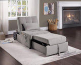 Modern Lift Top Storage Bench with Pull-out Bed 1pc Brownish Gray Velvet Tufted Solid Wood Furniture B011P170006