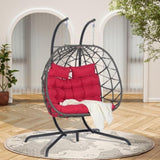 ZUN 2 Person Outdoor Rattan Hanging Chair Patio Wicker Egg Chair W874P146258