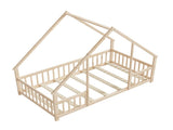 Twin Size Floor Bed Triangle Roof Frame and Support Bed Slats, Montessori Kids Playhouse Bed 53916339