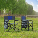 ZUN 2-piece Padded Folding Outdoor Chair with Storage Pockets,Lightweight Oversized Directors Chair for W24178769