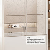 56-60 in. W x 62 in. H Frameless Double Sliding Tub Door, Bypass Tub Shower Door Soft Closing, W1573P205868