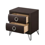 2 Drawers Nightstand with Ring Pulls, Dark Merlot B016P256424