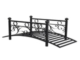 102*51*43cm Garden With Round Iron Ball Flat Top Handrail Garden Iron Bridge Black 61669682