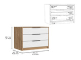 Dresser 27"H, 3 Drawers Dresser, Superior Top, White / Light Oak B097132979
