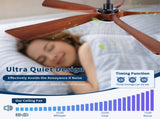 60" Vintage Mahogany Solid Wood Ceiling Fan with Light and Remote Control, Noiseless, Dimmable, W1367P447571