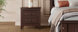 2-Drawer Nightstand for Bedroom, Mid Century Retro Bedside Table with Classic Design,Dark Walnut WF308187AAD