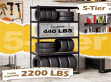 5-Tier Heavy Duty Black Garage Shelving Unit, 72" H x 36" W x 18" D 2200 LBS Load Capacity Boltless 34683830