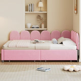 Full Size Upholstered Daybed with 2 Drawers,Velvet Sofabed with Soft Fabric Headboard, No Box-spring N733P194901H