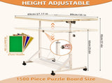 (WHITE) Wooden 1500 Piece Table with Drawer, 35"*27.17" Adjustable Table, 360&deg Tilting W2641P442535
